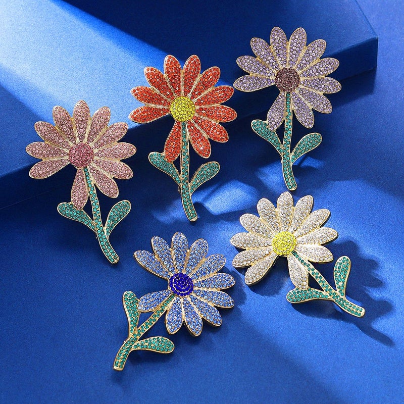 Trendy Popular Daisy Brooch High-End Luxury Statement Sunflower Pin Brooch - Image 5